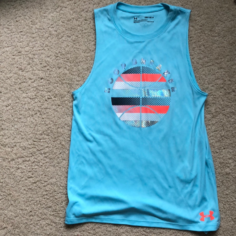 Under Armour- Basketball girls tank top with colorful basketball design